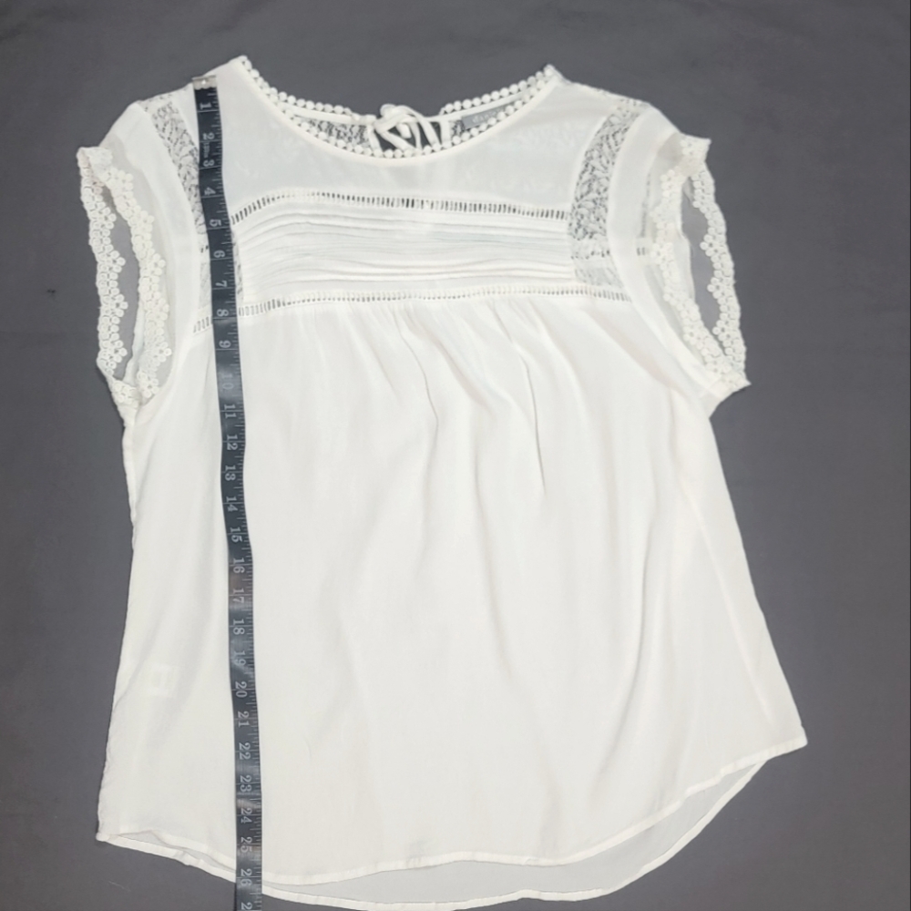 Daniel Rainn White Lace Trim Blouse Petite XL - Picture 4 of 8